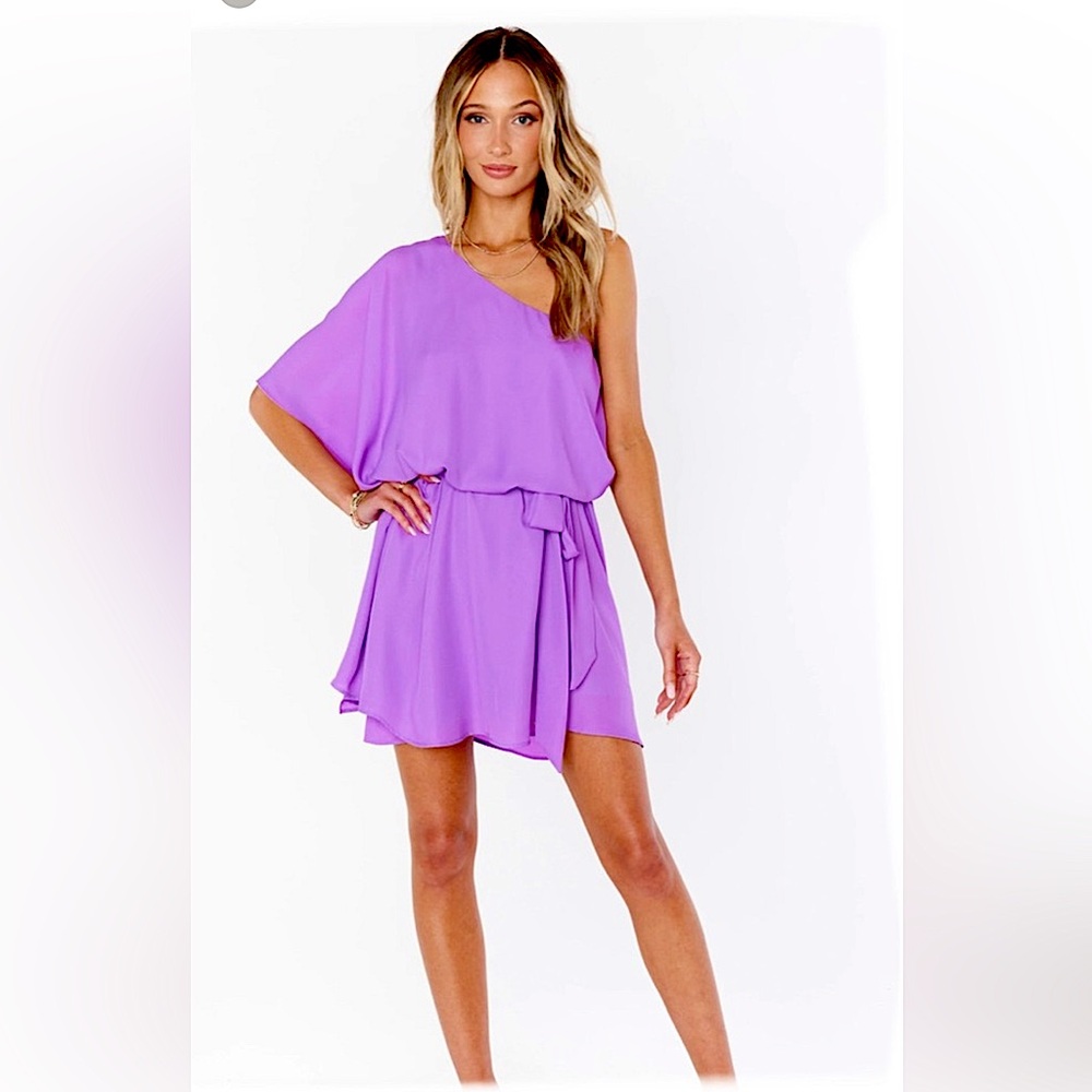 Show Me Your Mumu Trish Dress Women Small Purple NWT One Shoulder Boho Mini
